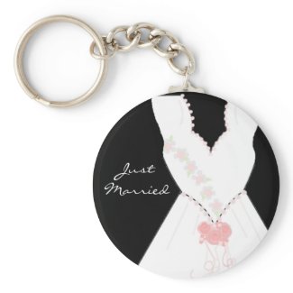 Just Married Wedding Gown keychain