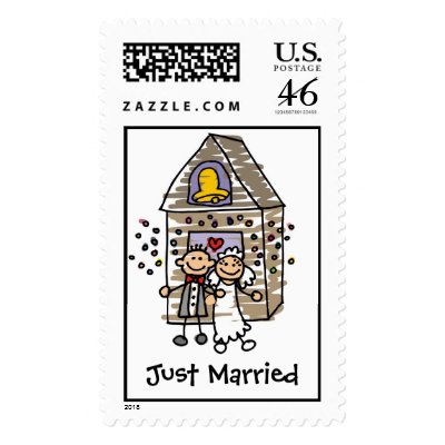 Just Married Wedding Postage Stamp