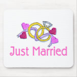 Just Married Wedding Rings Mouse Pads