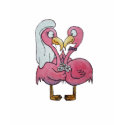 Just Married Whimsical Pink Flamingo Couple shirt