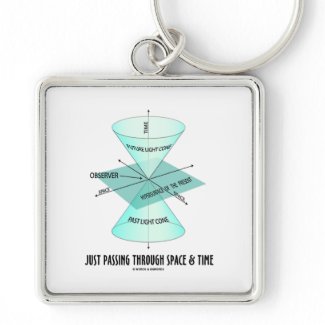 Just Passing Through Space & Time (Light Cone) keychain