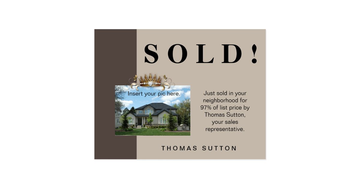 Just Sold Real Estate Postcard Crown Zazzle