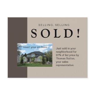Just Sold Real Estate Postcard Taupe postcard