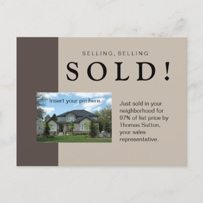 real estate agent sold. Just Sold Real Estate Postcard