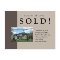Just Sold Real Estate Postcard Taupe by BestCards Just Sold Real Estate Postcard Taupe
