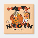 Just Too Cute Westie Puppy, Peeking Out of Pumpkin Magnets