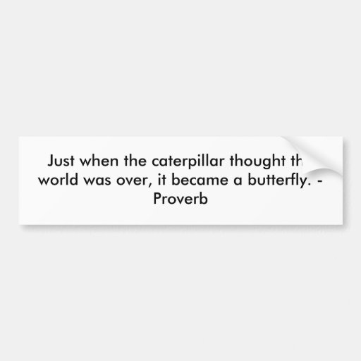 Just when the caterpillar thought the world was... bumper sticker