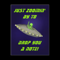 Just zoomin'by to drop you a note - postcard postcards