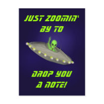 Just zoomin'by to drop you a note - postcard by Area52Q Just zoomin'by to drop you a note - postcard
