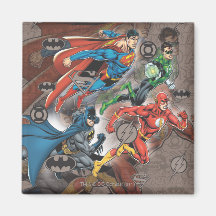 Justice League Collage Refrigerator Magnets