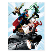 justice league new 52, jl new52, superman, wonder woman, aquaman, flash, cyborg, darkseid, batman, green lantern, dc comics, comic book covers, super heroes, Postkort med brugerdefineret grafisk design