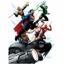 justice league new 52, jl new52, superman, wonder woman, aquaman, flash, cyborg, darkseid, batman, green lantern, dc comics, comic book covers, super heroes, Photo Sculpture with custom graphic design