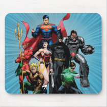 justice league new 52, jl new52, superman, wonder woman, aquaman, flash, cyborg, darkseid, batman, green lantern, dc comics, comic book covers, super heroes, Mouse pad with custom graphic design