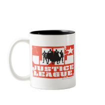 Justice League Logo and Character Silhouettes Coffee Mug