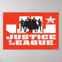 Justice League Logo and Character Silhouettes Posters