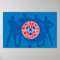 Justice League Logo and Solid Character Background Print