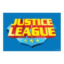 Justice League Name and Shield Logo Print