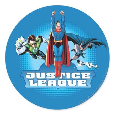 Justice League Power Trio Round Stickers