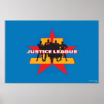 Justice League Silhouettes and Star Background posters
