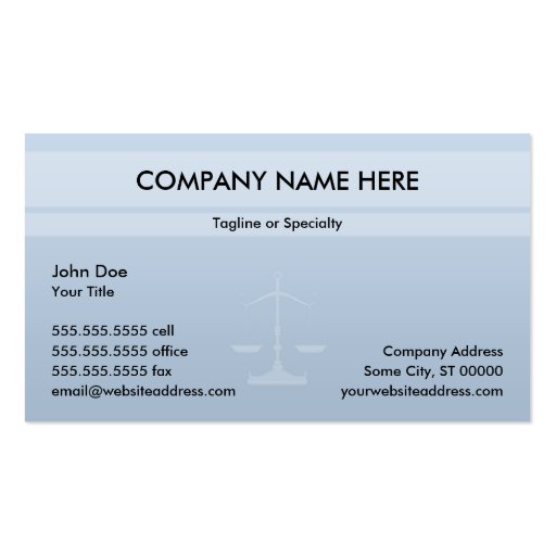 Justice Office Business Card Template (front side)