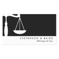 Justice Scale  Attorney Black and White Business Card Templates