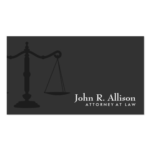 Justice Scale Attorney Simple Black Business Card (front side)