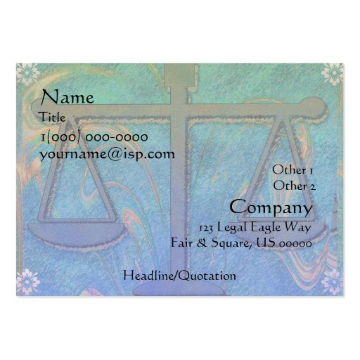 Justice Scales Blue Nouveau Business Card Templates (back side)