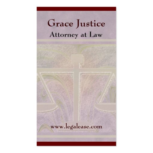 Justice Scales Elegant Purple Business Cards (front side)