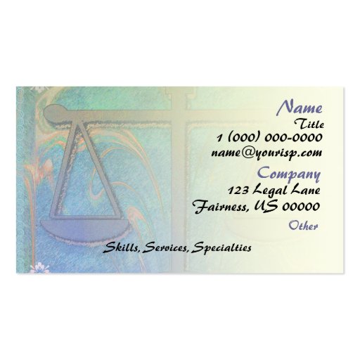 Justice Scales Nouveau Business Card (back side)
