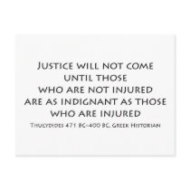 "Justice will not come..." Post Card