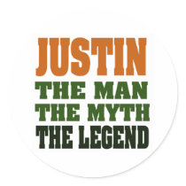 JUSTIN - the Man, the Myth, the Legend! stickers
