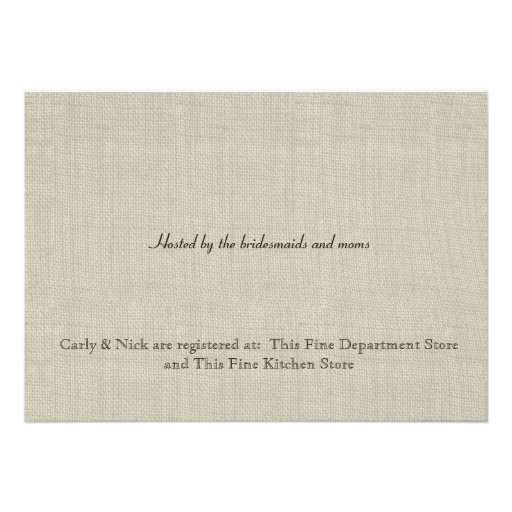 Jute Bow and Burlap Bridal Shower Personalized Announcement