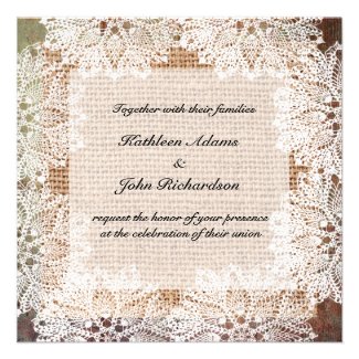 Jute Burlap and Lace Wedding Personalized Announcement