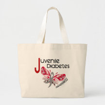 Juvenile Diabetes BUTTERFLY 3 Canvas Bags