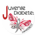 Juvenile Diabetes BUTTERFLY 3 stickers
