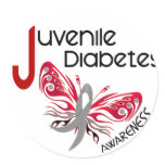Juvenile Diabetes BUTTERFLY 3 Round Stickers