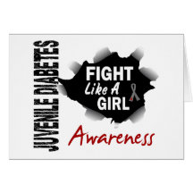 Juvenile Diabetes Fight Like A Girl 14.3 Greeting Cards