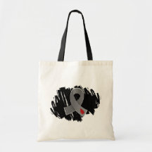 Juvenile Diabetes Grey Ribbon With Scribble Canvas Bags