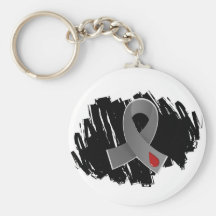 Juvenile Diabetes Grey Ribbon With Scribble Key Chains