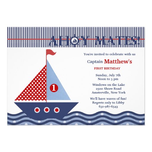 Juvenile Nautical Birthday Party Invitation