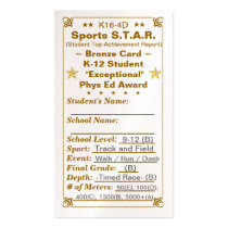 K16-4D Sports S.T.A.R. ~Bronze Card~ HS 100ct Business Cards