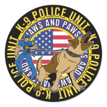 K9 Jaws and Paws Round Sticker