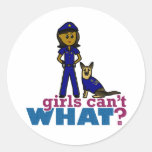 K-9 Police Woman Round Sticker