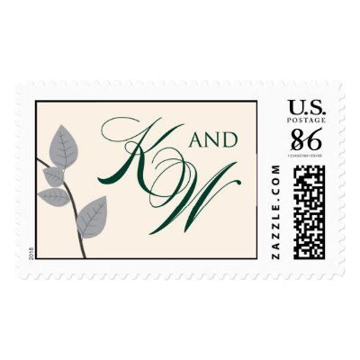 K and W monogram with aspen leaves Postage Stamps
