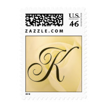 K - Custom Monogram Postage White Rose postage