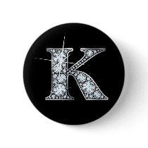 "K" Diamond Bling Button