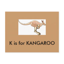 "K" is for Kangaroo Alphabet Flash Card postcards by Regella "K" is for Kangaroo Alphabet Flash Card postcards