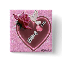 K ♥K ♥ raftZ Pink Glitter Heart Rose Dove buttons