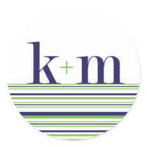k+m monogram and stripe Sticker