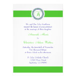 K Monogram Dot Circle Wedding Invitations (Lime)